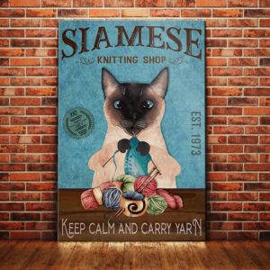 Siamese Cat Knitting Shop Canvas