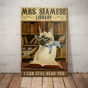 Siamese Cat Library Canvas