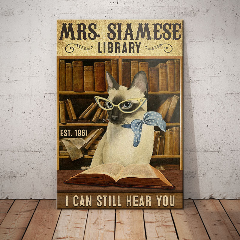 Siamese Cat Library Canvas Siamese Cat Library Canvas