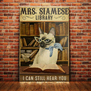 Siamese Cat Library Canvas