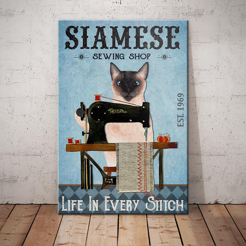 Siamese Cat Sewing Shop Canvas Siamese Cat Sewing Shop Canvas