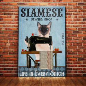 Siamese Cat Sewing Shop Canvas