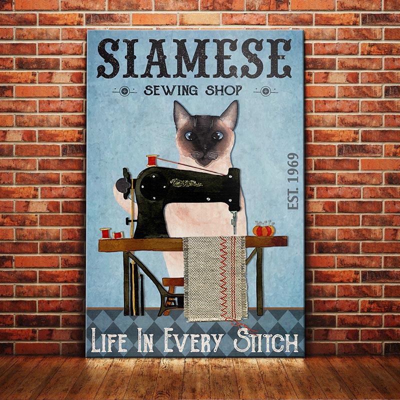 Siamese Cat Sewing Shop Canvas Siamese Cat Sewing Shop Canvas