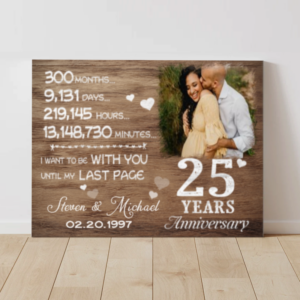 Silver Wedding Anniversary Photo Gift, Custom 25th Anniversary Gift For Wife, 25 Years Together With Her Print