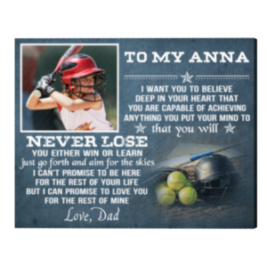 Softball Personalized Gifts For Daughter, To My Daughter Softball Photo Canvas, Gifts For Softball Player – Best Personalized Gifts For Everyone
