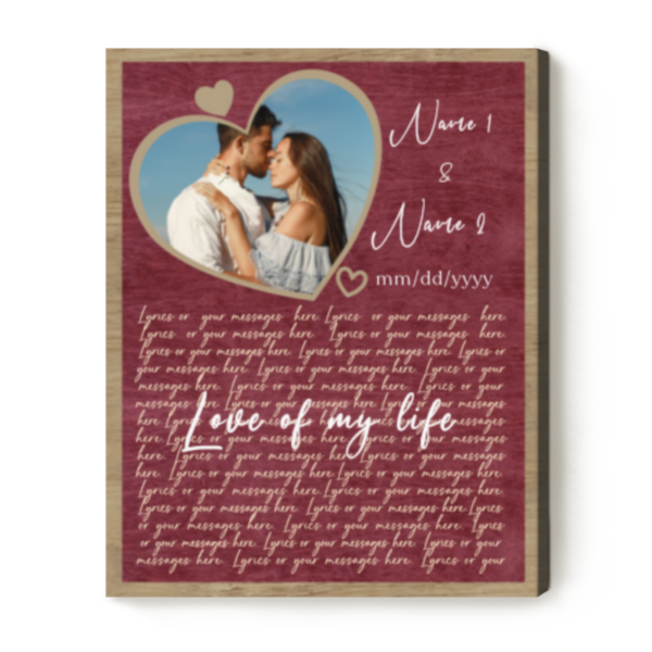 Song Lyrics On Canvas With Picture, Wedding Song Lyrics, Personalized Anniversary Gifts With Photo