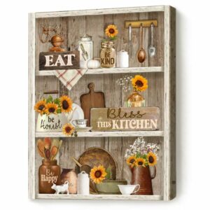 Sunflower Kitchen Decor Wall Art Kitchen Gifts For Grandma Canvas Bless This Kitchen 5