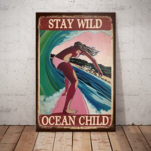 Surfing Stay Wild Ocean Child Canvas