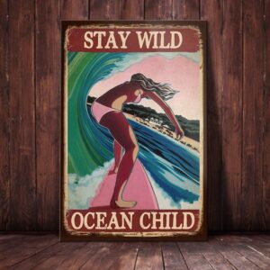 Surfing Stay Wild Ocean Child Canvas
