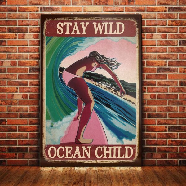 Surfing Stay Wild Ocean Child Canvas
