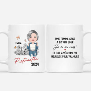 Une Femme Sage Retraitee – Cadeau Personnalise  Mug pour Femme