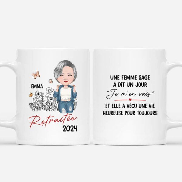 Une Femme Sage Retraitee – Cadeau Personnalise  Mug pour Femme