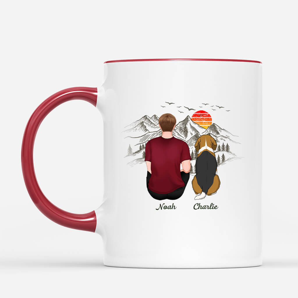Une Fill Un Garcon Et Son Chien - Cadeau Personnalise Mug pour Couple Une Fill Un Garcon Et Son Chien - Cadeau Personnalise Mug pour Couple