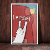 White Cat I Love Mom Canvas