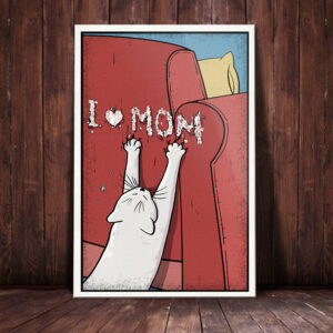 White Cat I Love Mom Canvas