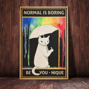 White Cat Rainbow Rain Canvas