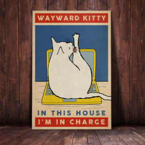 White Cat Rules The House Canvas