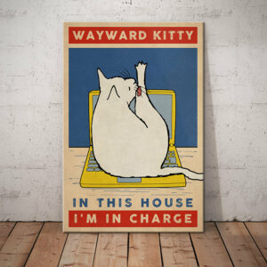 White Cat Rules The House Canvas