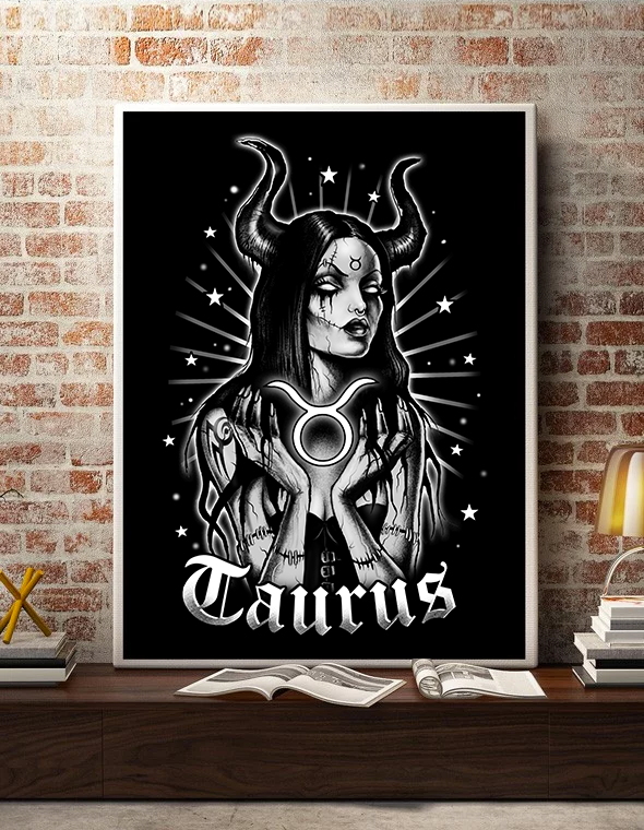Affiche Hysteria Ink Horoscope Taurus papier d'art de qualite superieur Affiche Hysteria Ink Horoscope Taurus papier d'art de qualite superieur