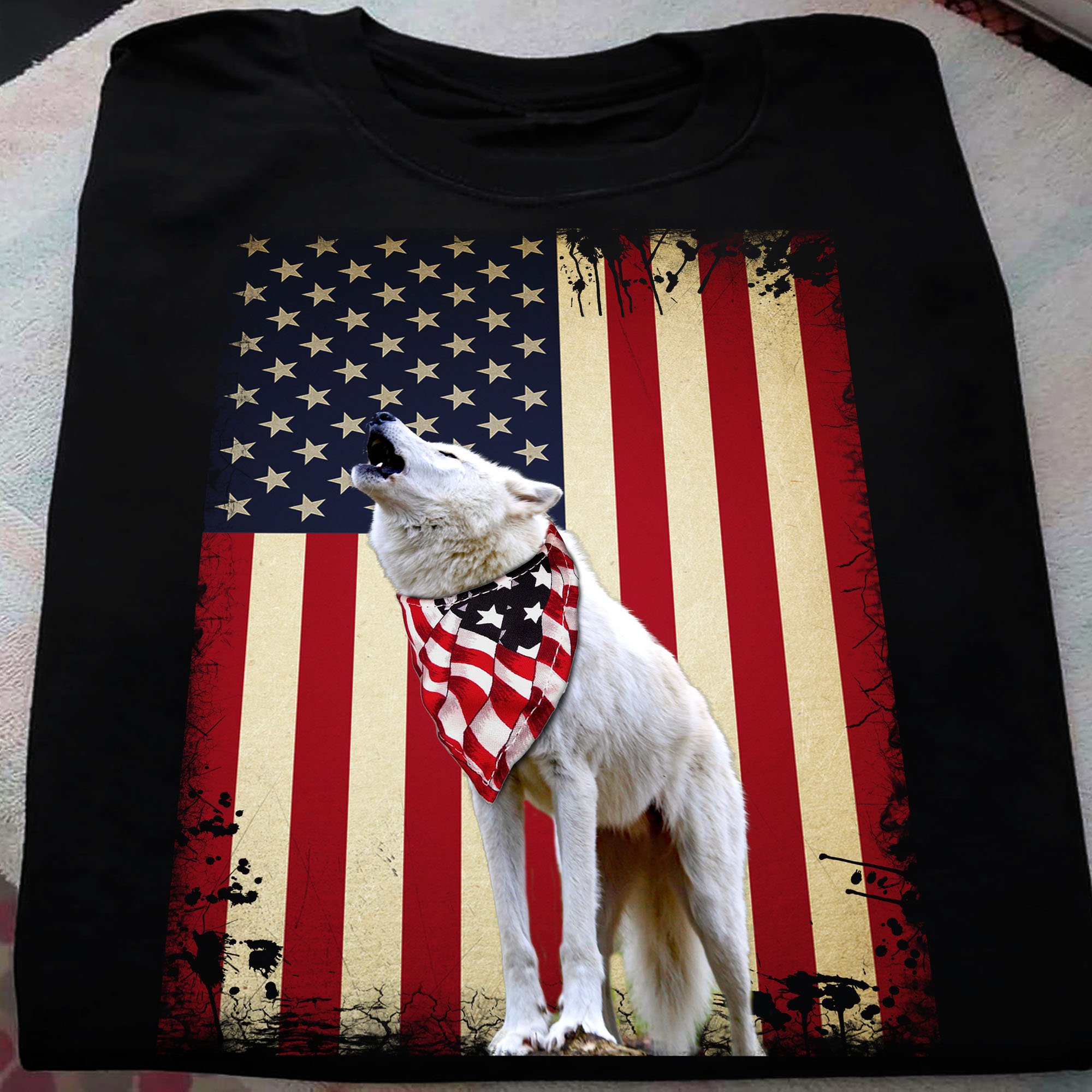 America flag - Wolf with america flag America flag - Wolf with america flag