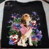 Beagle dog and butterflies – America independence day