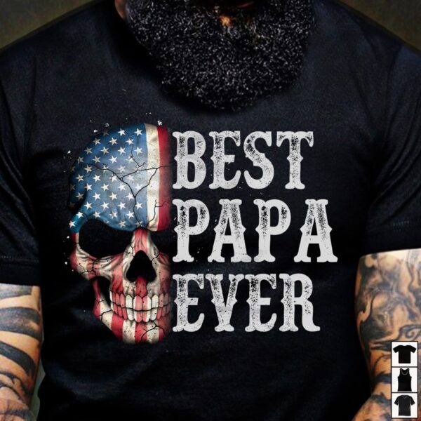Best papa ever – Evil skullcap, America flag