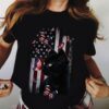 Black cat and butterflies – America flag, cat lover