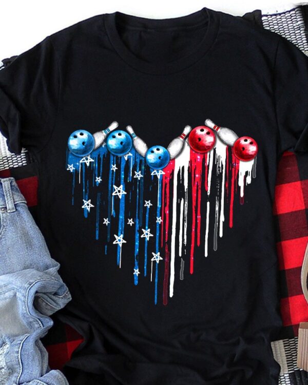 Bowling lover, America flag – America the heart, independence day