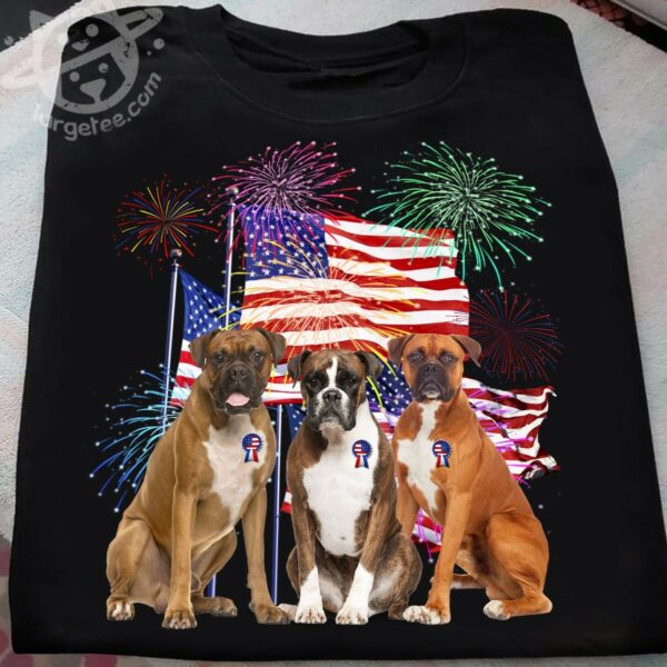 Boxer breed dog and America flag – Dog lover