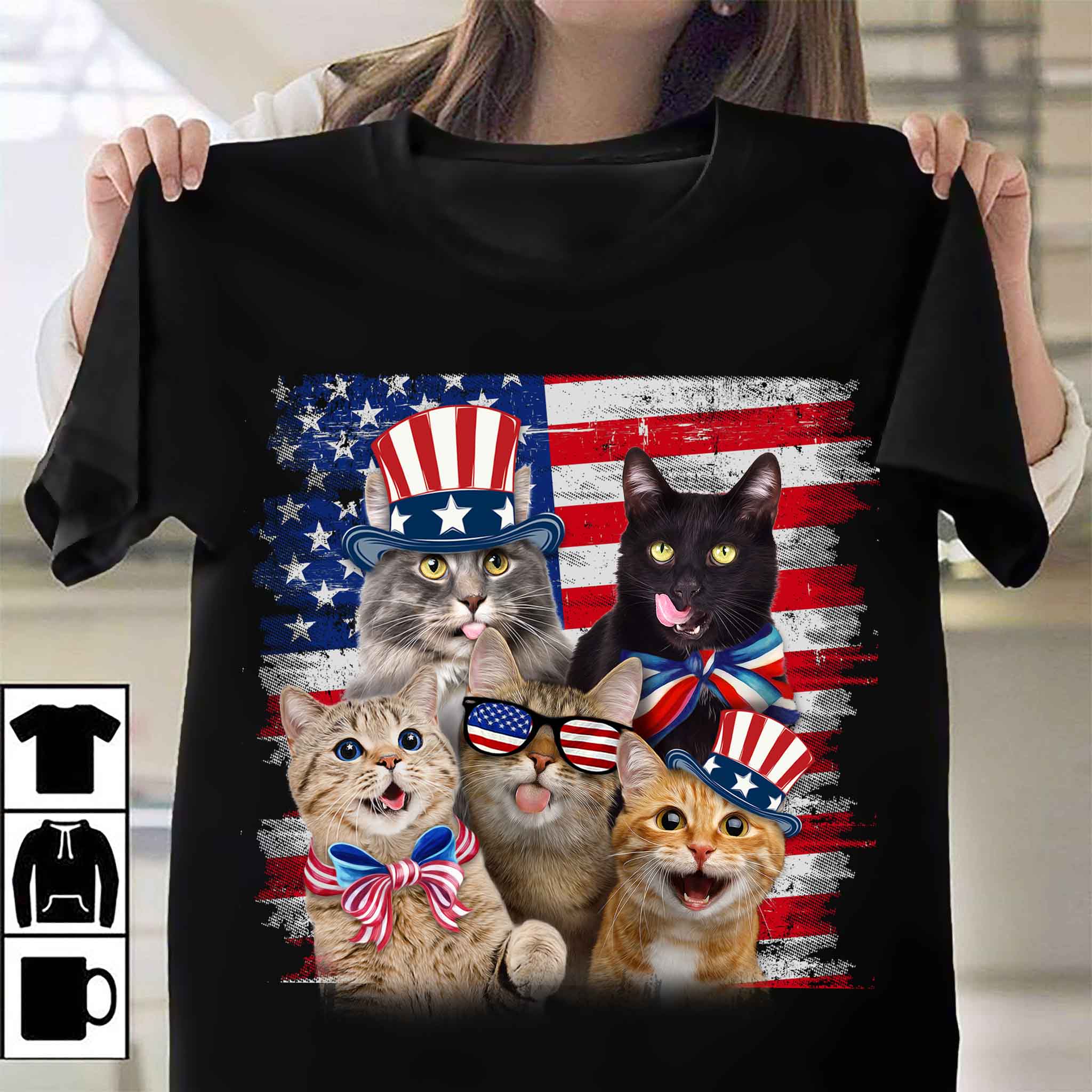 Cat family, cat lover - America flag, independence day Cat family, cat lover - America flag, independence day