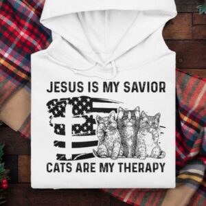 Cats America Flag, God’s Cross – Jesus is my savior cats are my therapy