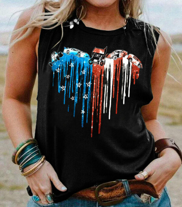 Dirt track racing, America flag – Independence day