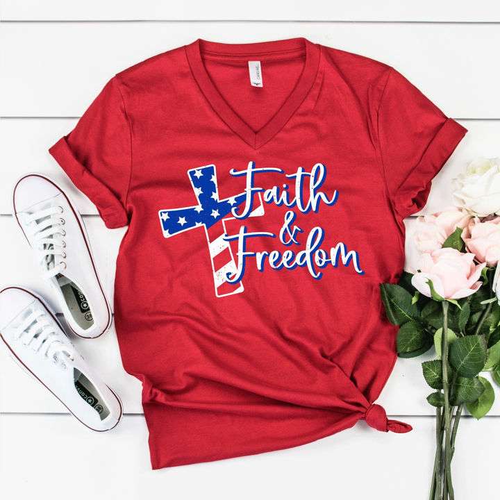 Faith and freedom - America flag, god cross Faith and freedom - America flag, god cross