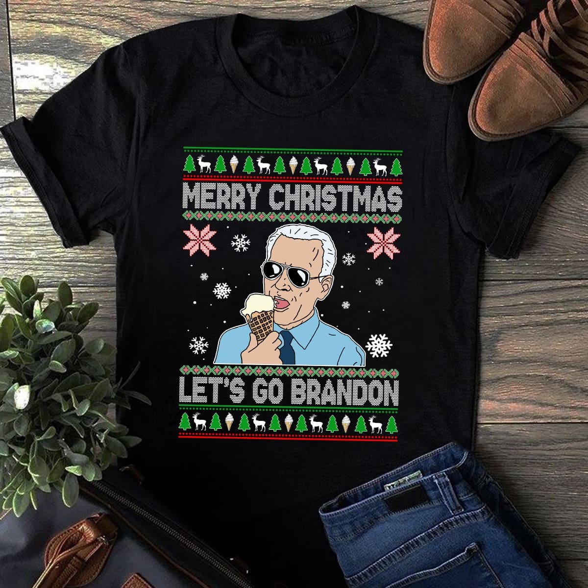 Funny Biden Ice Cream Ugly Sweater - Merry Christmas Let's go brandon Funny Biden Ice Cream Ugly Sweater - Merry Christmas Let's go brandon