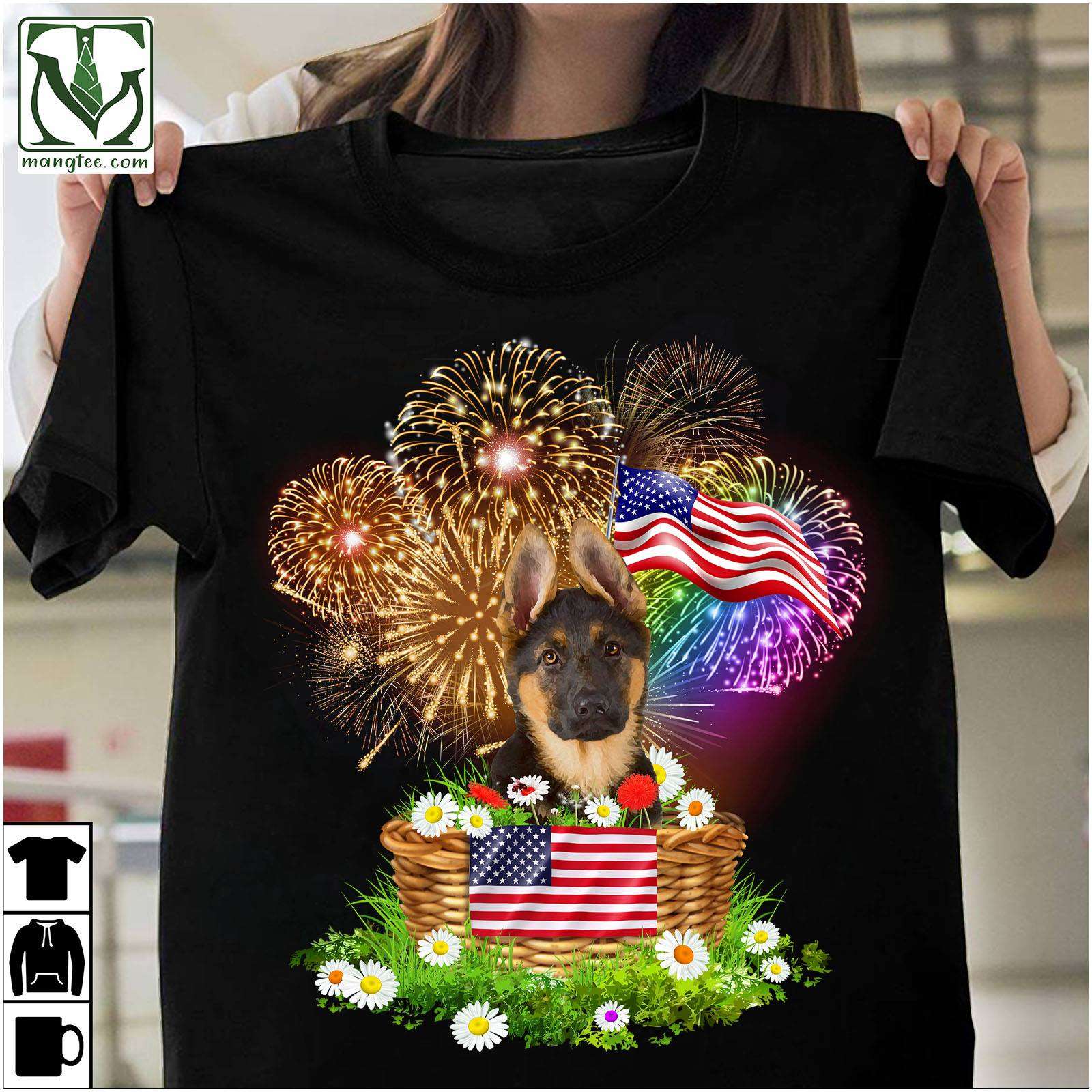 German Shepherd - Firework American flag German Shepherd - Firework American flag