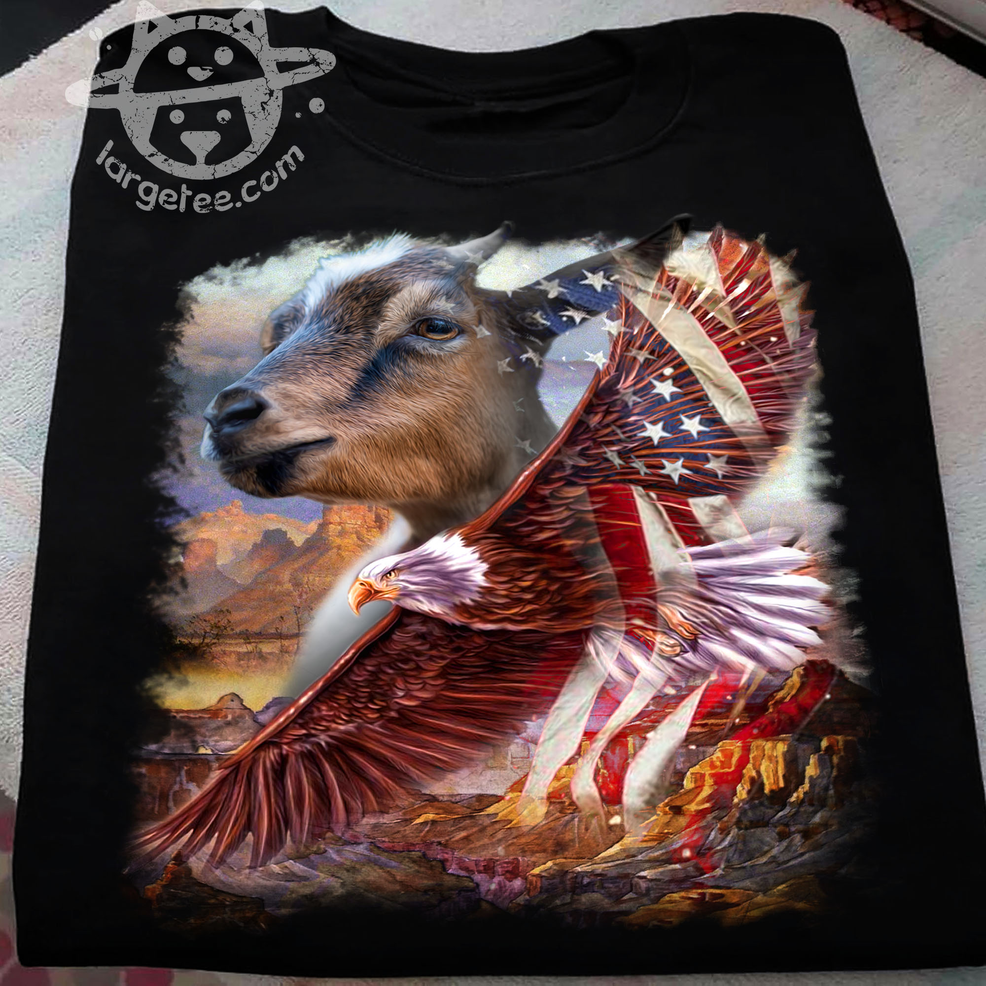 Goat and eagle the symbol of America - America flag Goat and eagle the symbol of America - America flag