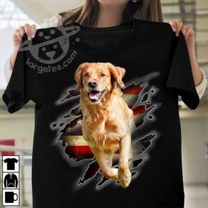 Golden retriever dog – America flag and dog