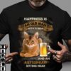 Happiness is an old man with a beer and an Abyssinian sitting near