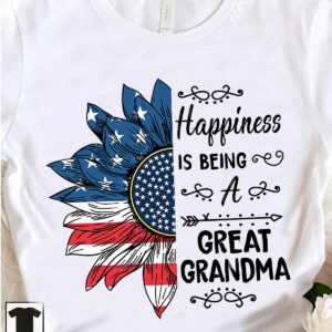 Happiness is being a great grandma – America flag sunflower