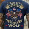 Heart Of A Warrior Soul Of A Wolf American Flag Veteran Day