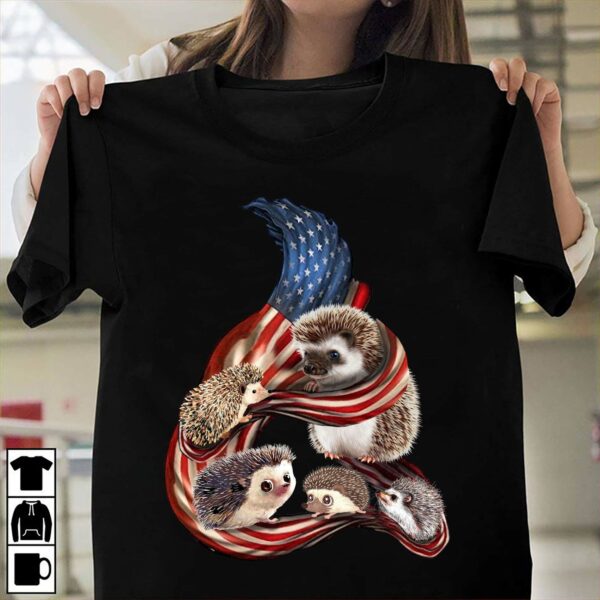 Hedgehog and America flag – America independence day, Hedgehog family