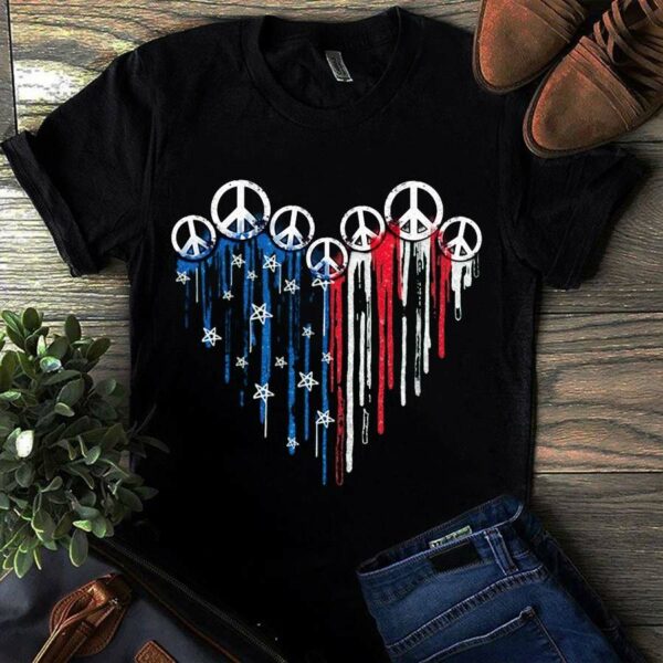 Hippie Peace Heart America – America Flag, Independence Day, 4th of July