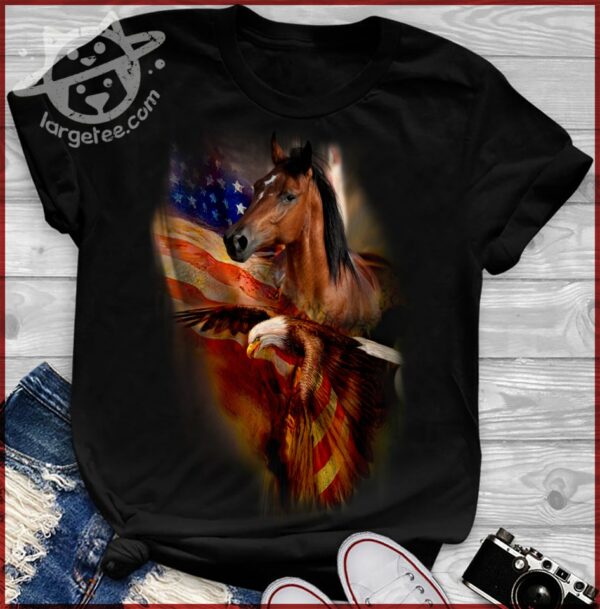 Horse and eagle the symbol of America – America flag, horse lover