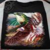 Hummingbird and eagle the symbol of America – America flag