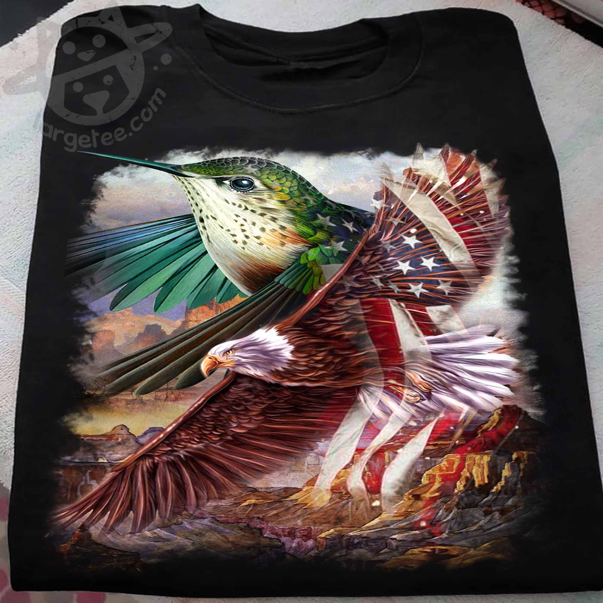 Hummingbird and eagle the symbol of America - America flag Hummingbird and eagle the symbol of America - America flag