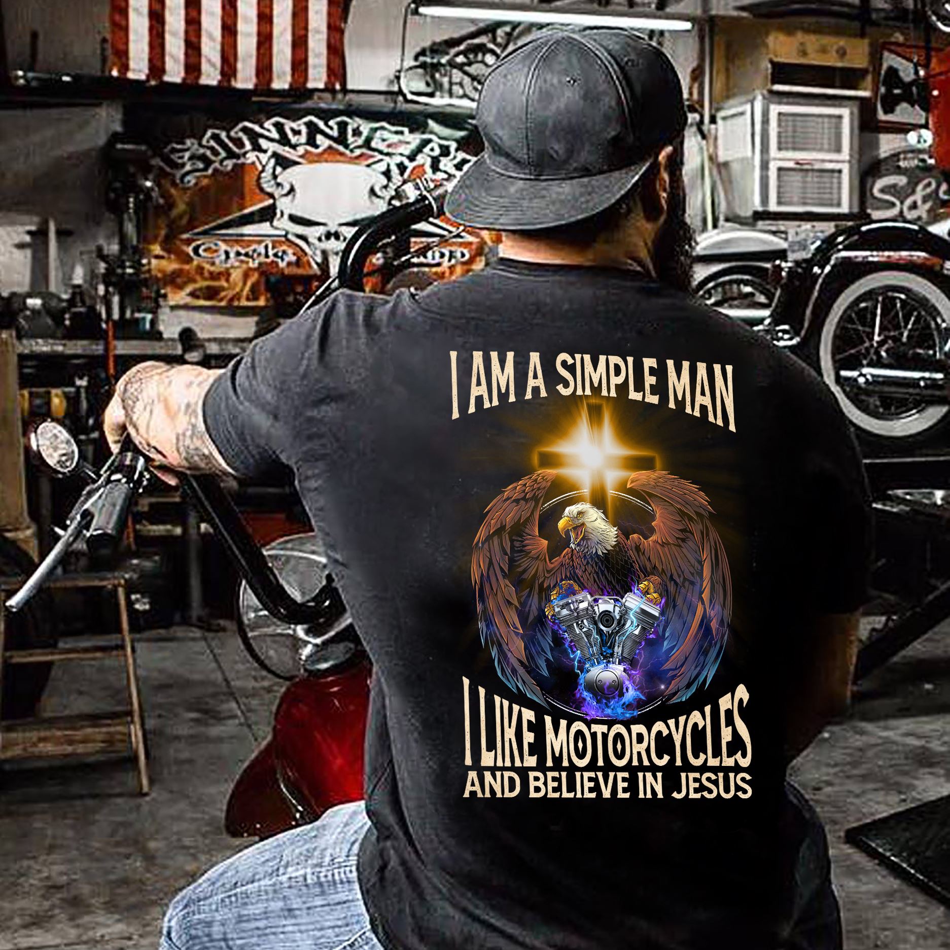 I am a simple man I like motorcycles and believe in Jesus - Jesus and motorcycles I am a simple man I like motorcycles and believe in Jesus - Jesus and motorcycles