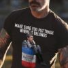 Make sure you put trash where it belongs Don’t mess with Texas Beto France flag Garbage can