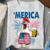 Merica – Chicken with beer, America flag, beer lover