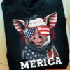 Merica cool pig with glasses US flag Independence day
