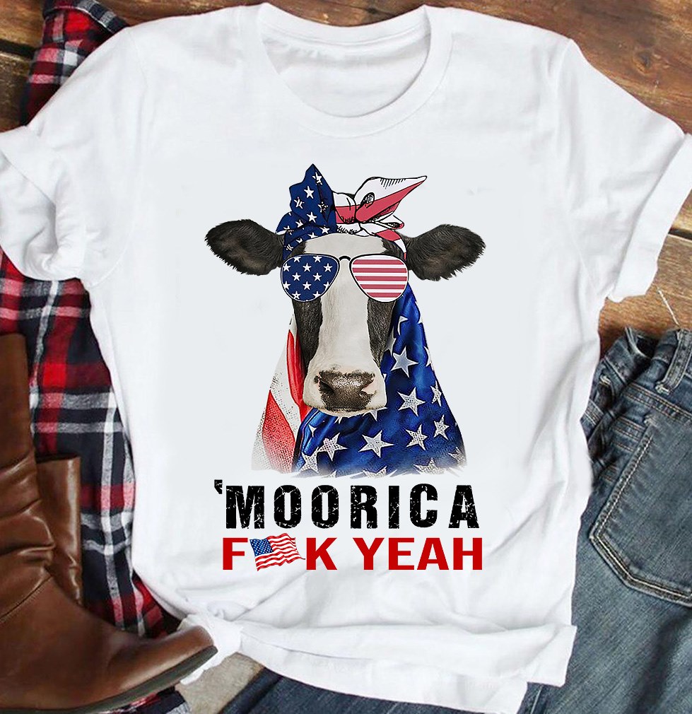 Moorica fuck yeah - America flag and cow Moorica fuck yeah - America flag and cow